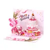 Tarjeta de Felicitación de Pastel de Cumpleaños 3D Estéreo Ins de Gama Alta Creativa Escultura de Papel Plegable Tarjeta de Bendición Tarjeta de Regalo de Cumpleaños