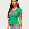 Aliexpress Nuevo Producto de Comercio Exterior Camiseta de Mujer con Estampado de Letra Mexicana Cuello en V Sexy Hot Girl Top Tubo Ajustado