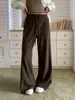 Pantalones de chándal azules marino para mujer para primavera y otoño de 2026, estilo nuevo, corte holgado, caída suave, casual, adelgazantes, de cintura alta, pierna recta, pierna ancha