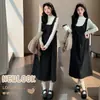 Otoño/Invierno 2026 Estilo Casual Perezoso Coreano Chaleco de Lana Engrosado Vestido de Maternidad + Suéter Superior Conjunto de Maternidad
