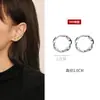 Pendientes de Anillo Mobius de Plata Pura S999, Aros Trenzados, Pinzas para Orejas de Giro Ondulado, Pendientes Mobius 999