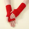 Guantes Planos de Punto de Nuevo Estilo Transfronterizos para Hombre y Mujer de Otoño e Invierno, de Moda, Cálidos, a Prueba de Frío, de Medio Dedo, Mangas para Brazos sin Dedos