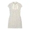 Venda Quente Internacional Aliexpress Moda Nova Primavera 2026 Vestido Curto de Bolinhas com Decoração de Laço 4661309