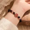 Pulsera de granate natural para mujer, nuevas cuentas de cristal de fresa estilo chino, pulsera de lujo ligero regalo