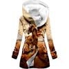 Cortavientos de Invierno para Mujer con Forro de Felpa, Estilo Europeo y Americano, Estampado Digital 3D de Animales, Abrigo con Capucha, Venta al por Mayor