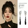 Novo estilo chinês brincos em forma de leque feminino nicho design sentido estilo antigo hanfu brincos estilo nacional brincos de saia de cara de cavalo sentimento frio