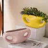 Vaso de Flores Cerâmico Estilo Ins Nórdico Criativo Oval Duas Aberturas Recipiente para Vasos de Suculentas Decoração de Mesa Ornamento