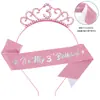 Niña de cumpleaños transfronteriza diadema rosa de cumpleaños tirante para el hombro conjunto de 2 piezas 5/6/7/8/9 diadema de fiesta cinturón de etiqueta accesorios
