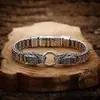 Pulsera Xiangxu tejida a mano cabeza de dragón doble gruesa moda para hombre plata tailandesa retro joyería antigua ventas directas de fábrica
