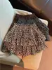 Estampado de Leopardo Primavera, Otoño e Invierno Nuevo Estilo Chica Popular Falda de Volantes Línea A Falda de Pastel Plisada Cintura Elástica Dulce Falda Corta Abullonada