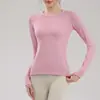 Top Deportivo para Mujer Otoño e Invierno Ajustado Cuello Redondo Secado Rápido Traje de Yoga Profesional Transpirable para Correr Entrenamiento Fitness Manga Larga