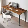 Escritorio de computadora simple, escritorio de oficina, escritorio de acero y madera, diseño minimalista y moderno, escritorio doble económico