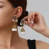 Pendientes de Estilo Étnico Bohemio Más Vendidos Transfronterizos para Mujer, Colgantes de Oreja con Campanas Florales Incrustadas de Pedrería y Borlas, Adornos de Oreja Retro Europeos y Americanos
