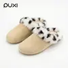 Puxi Zapatillas de Algodón con Estampado de Leopardo Sencillo para Mujer, Calientes de Invierno para el Hogar en Interiores, Antideslizantes, Suela Suave, Zapatillas de Felpa con Forro de Piel
