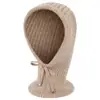 Bufanda Sombrero de Punto Integrado Otoño Invierno para Mujer Cordón Rayas Caliente Cubreorejas Gorro de Lana Bufanda Doble Uso