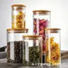 Frasco Sellado de Vidrio de Borosilicato Alto con Tapa de Bambú, Frasco de Almacenamiento Transparente de Diámetro Grande, Recipiente para Almacenamiento de Granos de Cocina, Lata para Té, a Prueba de Humedad