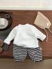 Pantalones de Chándal de Felpa de Invierno para Bebé Estilo Coreano Niños y Niñas Elegantes Rayados Gruesos Holgados Pantalones Jogger Casuales Cálidos