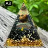 Pirámide de bola de cristal natural de 8 cm Adorno de escritorio de oficina europeo y americano Artesanía de pirámide de resina para yoga y meditación