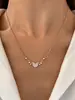 Colar de Diamante Brilhante Simples Europeu e Americano Design Micro-Cravejado Zircônia High-End em Forma de Coração Versátil Exquisito Corrente de Clavícula Coração Eterno para Mulheres