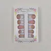 24 Piezas de Uñas Postizas de Color Nude Transfronterizo con Flor 3D en Forma de Almendra, Puntas de Uñas Blancas Estilo Francés con Concha Tallada 3D