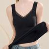 Chaleco Cálido de Lijado de Longitud Media para Mujer, Pieza Única de Otoño e Invierno, Ajustado, Para Usar por Dentro, Para Usar por Fuera, Top Básico sin Marcas con Almohadilla en el Pecho