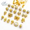 Pulsera antigua de oro bicolor que conserva el color cabeza de Buda accesorios de tres vías proverbios de seis caracteres como dios pulsera de juego de palabras con cuentas