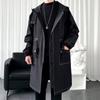 Rompevientos Casual de Largo Medio Otoño 2021 Color Puro Talla Grande Holgado Rompevientos para Hombre Abrigo de Largo Medio Chaqueta con Costuras Superpuestas para Hombre