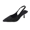 Sandalias Cerradas de Tacón Alto Estilo Francés Inspiradas en Chanel para Mujer, Nuevo Modelo de Verano 2026, Tacón Fino, Puntera Puntiaguda, Slip-On, Venta al por Mayor