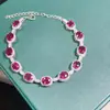 Pulsera de Plata de Ley S925 con Granate Natural de Magnesio y Aluminio Incrustado Diseño de Nicho 5*6mm Suministro en Vivo Venta Directa