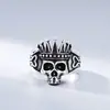 Anel Coroa Caveira de Prata de Lei 925 Atacado para Homens e Mulheres Anel Solto Prata Tailandesa Retrô Desgastado Personalidade Joias