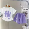 Conjunto Infantil 2025 Novo Verão Casual Estampado Conjunto Manga Curta Shorts Moda Infantil Duas Peças Conjunto Fashion