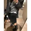 Vestido estilo Miu ~ saia plissada de bolinhas dupla face feminino primavera e verão 2025 novo moderno saia cinza em A