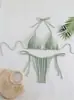 2024 Nuevo Traje de Baño Sexy Europeo y Americano para Mujer Bikini de Color Sólido con Tiras de Triángulo
