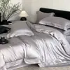 Conjunto de Quatro Peças 100% Tencel com Algodão de Fibra Longa, Conjunto de Luxo Moderno Minimalista de Cor Sólida, Capa de Edredom, Lençol, Amigo da Pele para Dormir Nu, 1,8m