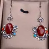 Aretes Nanhong Plata S925 Incrustada Retro Elegante Estilo Nepalés Antiguo Hoja de Loto Gancho de Oreja de Loto Joyería para Oreja