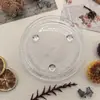 Disco de vidro simples disco de três pontos coluna bandeja de cera suporte redondo chassi de vidro base de vela ornamentos de mesa de hotel