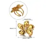 Anel de Flor Aberto Multicamadas com Pérola Artificial de Aço Inoxidável e Zircônia Banhado a Ouro 18K - Venda Direta
