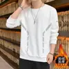 Tecido Pesado 360gMoletom Masculino Outono e Inverno, Forrado com Fleece, Caimento Solto, Gola Redonda, Pulôver, Manga Longa, Versátil para Homens