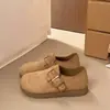 Zapatos de Mocasín Nuevos Versátiles Retro para Mujer 2026, Zapatos tipo Mula con Suela Gruesa y Suave en Color Caqui