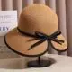 Sombrero de Paja con Lazo Estilo Hepburn para Mujer, Protección Solar de Verano, Moderno y Versátil, Sombrero de Paja Estilo Vacaciones para Adelgazar el Rostro
