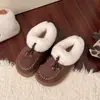 Sapatos Modernos de Solado Grosso Terra da Neve 2026 Versátil Plus Veludo Pelo de Lua Sapatos de Algodão Femininos Novo Estilo de Inverno Feminino Quente Salto Fechado