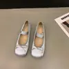 Sapatilhas Rosa Planas Sapatos de Fada 2023 Nova Primavera Vintage Cetim Prata Sapatos Mary Jane