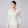 Suéter 100% Lã Merino para Mulheres, Novo Estilo Outono Inicial 2025, Suéter Básico Pulôver de Corte Justo, Suéter Elegante com Decote U para Mulheres
