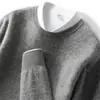 Suéter de Cachemira 2026 Invierno Nuevo para Hombre Cuello Redondo Color Sólido Tejido Capa Base Negocios Casual de Edad Media Suéter Cálido