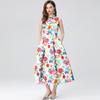 Primavera 2025 Nuevo Vestido Europeo y Americano Amazon para Ir al Trabajo Cintura Alta Corte Tridimensional Cintura Estampada Sin Mangas una Falda