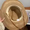 Sombrero de Paja Estilo Étnico para Mujer, Sombrero de Vaquero Occidental, Sombrero de Protección Solar para Fotografía de Viajes, Sombrero de Ala Ancha de Verano