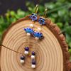 Aretes de Perla Natural Esmalte Mariposa Cloisonné Aretes Retro Elegantes Moda Hechos a Mano Nicho Joyería de Alta Gama