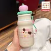 Novo copo térmico garrafa de leite pequena 316 da Apple, alto valor estético, copo portátil com canudo para meninas, copo de escritório, copo de água infantil de desenho animado