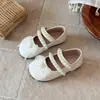Zapatos de Princesa de Cuero para Niñas Pequeñas 2026 Verano Estilo Coreano Moño de Cinta Perla Dulce Niña Pequeña Suela Suave Zapatos de una Sola Pieza