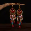Pendientes de cuentas hechas a mano con forma de gota de agua transfronterizos Pendientes largos de borla Bohemia Joyería exagerada personalizada para fotos de viaje